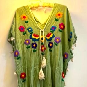 Green Dress with Charming Floral Accents!